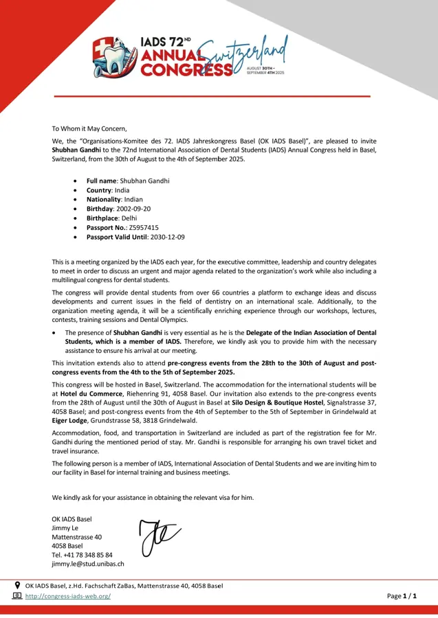 IADS Annual Congress 2025 invitation to Basel, Switzerland
